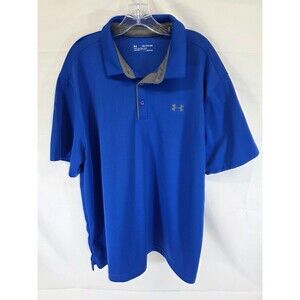 Under Armour Polo Shirt Men's XXL Blue Loose Fit Logo Solid Collared